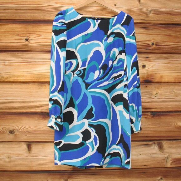 Trina Turk Silk Print Mod Shift Dress - Picture 1 of 9